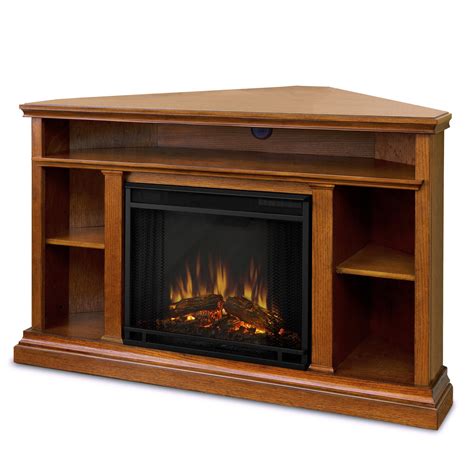 Churchill TV Stand with Electric Fireplace | Electric fireplace tv stand, Corner electric ...