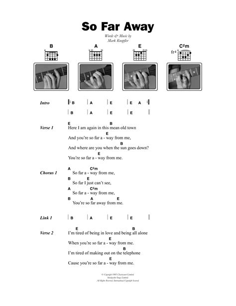 So Far Away by Dire Straits Sheet Music for Guitar Chords/Lyrics at Sheet Music Direct