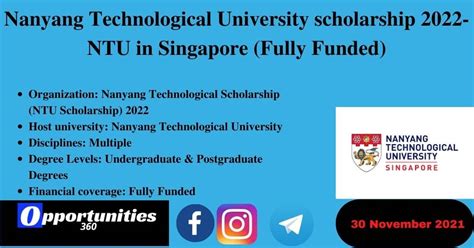 Nanyang Technological University scholarship 2022-NTU in Singapore ...