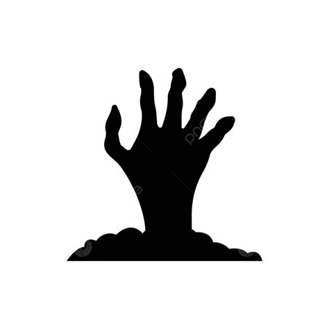 Zombie Hand Silhouette Glyph For Halloween Decorations Illustration Night Arm Vector ...