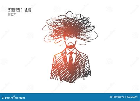 Stressed Man Concept. Hand Drawn Isolated Vector. Stock Vector - Illustration of element ...