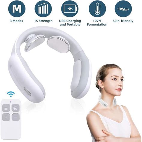 Smart Neck Massager Intelligent Wireless Portable 3D Smart Neck Massage Deep Tissue with Heat ...