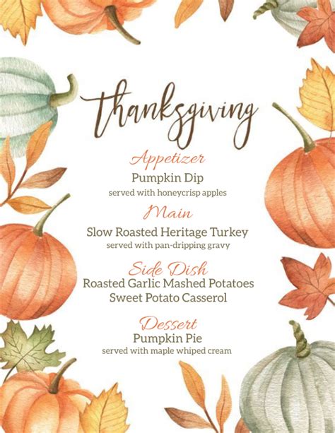 Thanksgiving Menu Template PSD For Photoshop V1, Feast, Fall | lupon.gov.ph