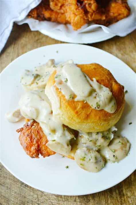 Chicken Biscuits with Mushroom Gravy - Food Fanatic