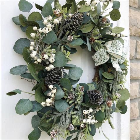 Christmas Wreath, Eucalyptus and Icy Pine Holiday Wreath, Winter Wreath | Christmas wreaths ...