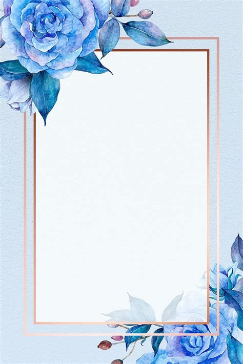 Blue floral gold frame design space | premium image by rawpixel.com ...