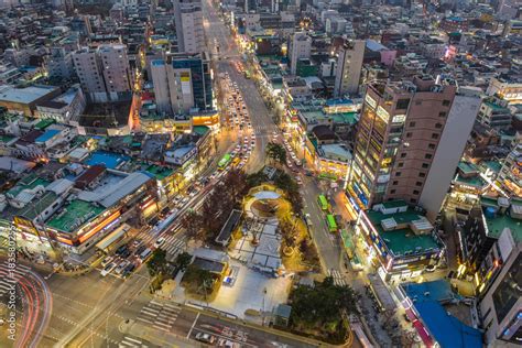 seoul night skyline in korea by long exposure Stock Photo | Adobe Stock