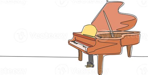 One single line drawing of luxury wooden grand piano. Modern classical ...
