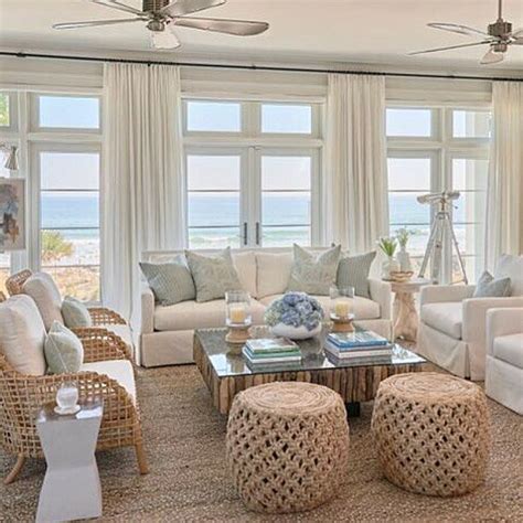 White plus blue plus water plus textures #phoebehowarddecorator | Beach house living room ...