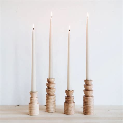 Wood Candlestick Holder Set - Light – connectedgoods.com Baskets On Wall, Hanging Baskets ...