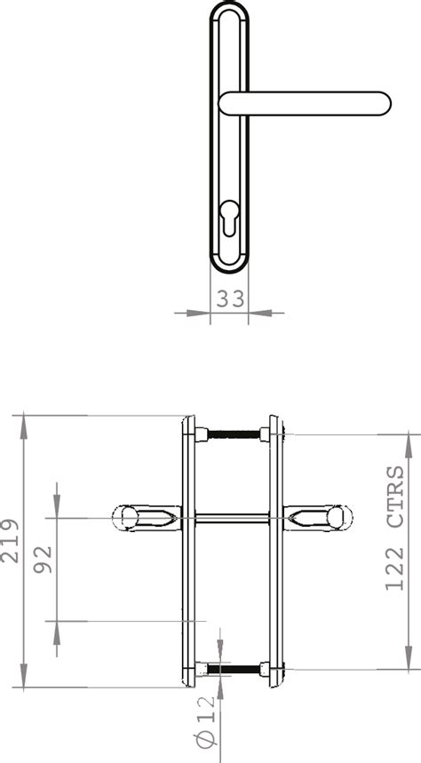 UAP Short 219mm Backplate Standard Front Door Handle