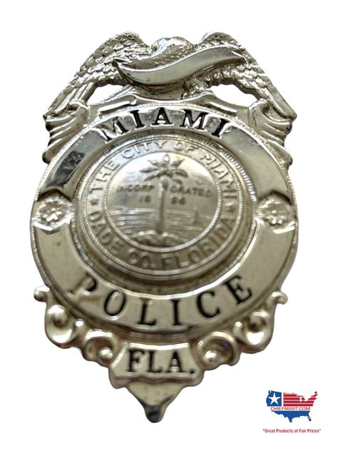 CITY OF MIAMI POLICE SILVER TONE 113 BADGE