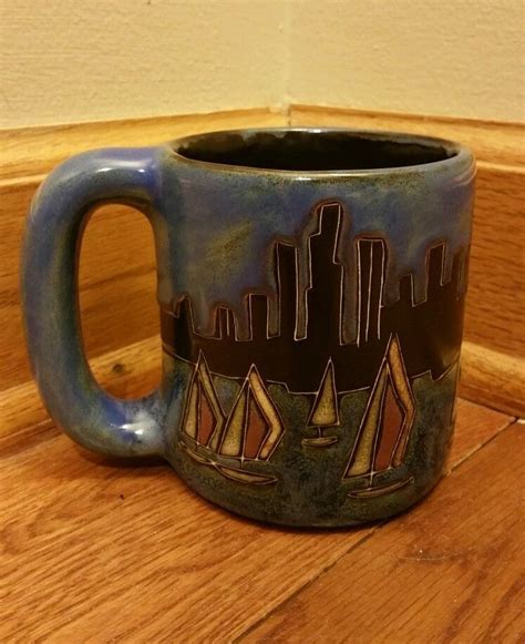 Mara Mexico Large Stoneware Pottery Coffee Mug Sail Boats and Cityscape Skyline | Mugs ...