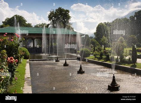 India, Jammu & Kashmir, Srinagar, Shalimar Bagh, Mughal Garden built by Emperor Jehangir ...