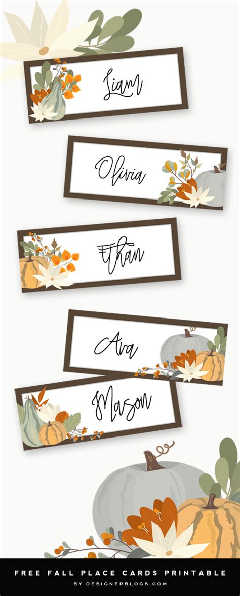 Free Thanksgiving Place Cards Printable Perfect For Table Decoration!