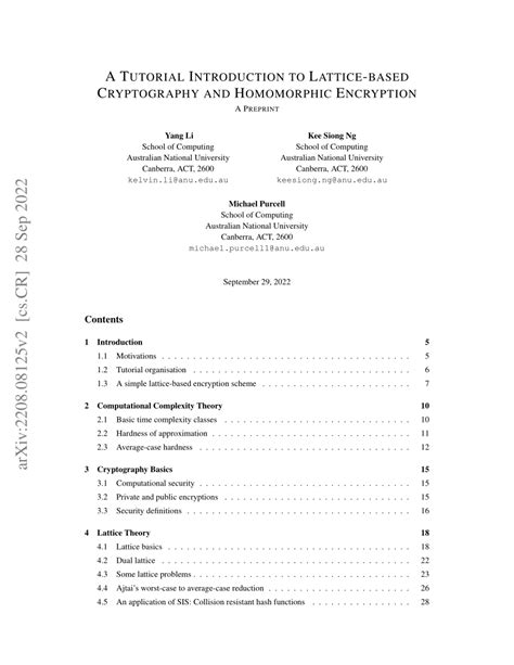 (PDF) A Tutorial Introduction to Lattice-based Cryptography and Homomorphic Encryption