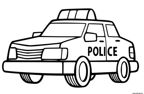 Coloriage une voiture de police facile pour maternelle - JeColorie.com