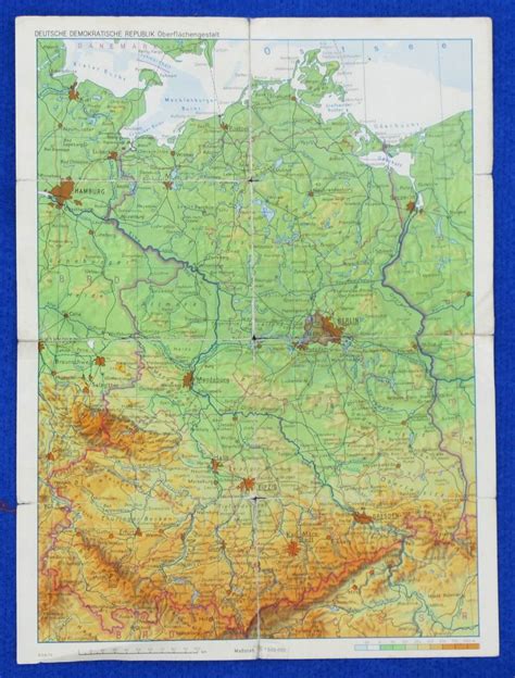 Big Poster Wall MAP German Democratic Republic Road and Physical Map ...