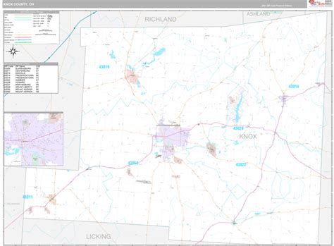 Knox County, OH Wall Map Premium Style by MarketMAPS