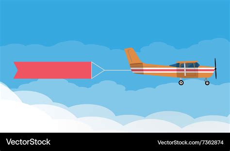 Flying advertising banners pulled by light plane Vector Image