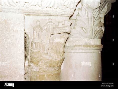 Bishop, capital of the St. Denis basilica crypt Stock Photo - Alamy