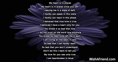 My heart is in pieces , Broken Heart Poem