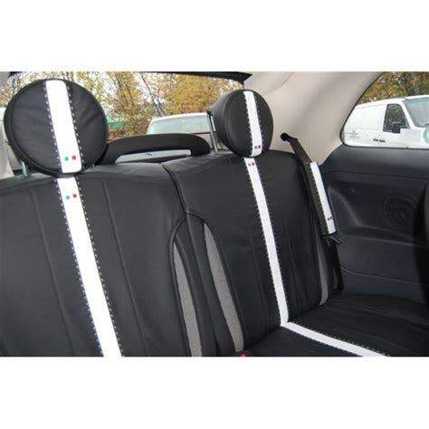 FIAT 500 Seat Covers - Set of Rear Leather Seat Covers and Head Rests ...