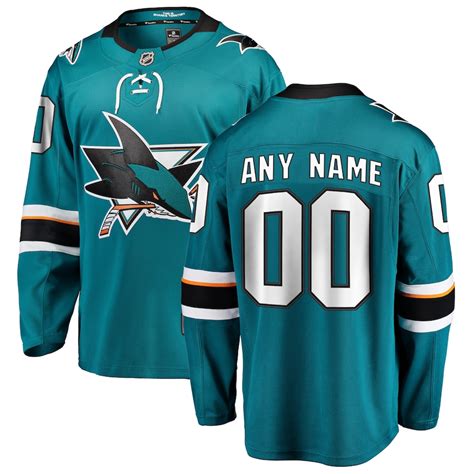 Fanatics Branded San Jose Sharks Youth Teal Home Breakaway Custom Jersey