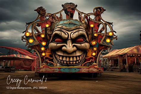 24 Creepy Carnival Bundle Digital Backgrounds Disturbing, Halloween, Clowns, Haunted, Commercial ...