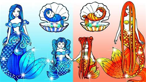 Paper Dolls Dress Up - Hot vs Cold Mermaid Challenge Handmade Paper ...