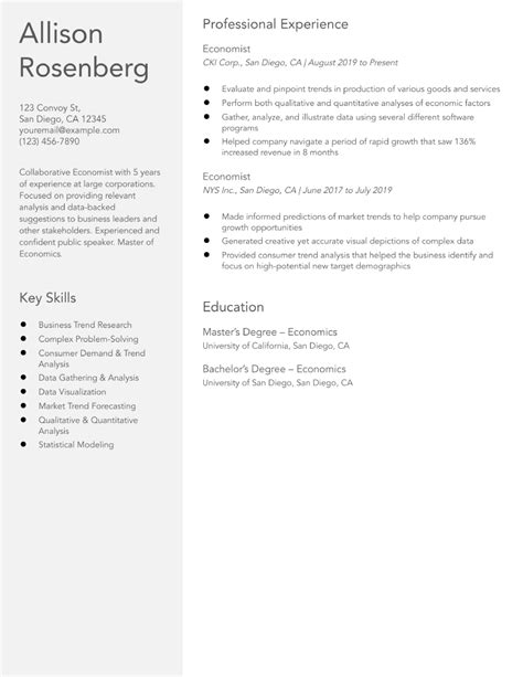 Economist Resume Examples and Templates for 2024 - ResumeBuilder.com