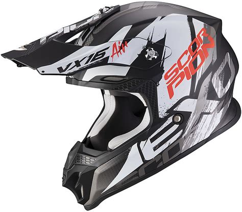 Motocross Helmet Cross Enduro Scorpion VX-16 ALBION Matt Black White ...