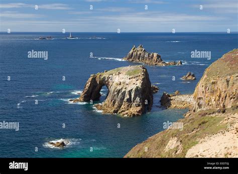 Lands End Rocks and Longships lighthouse, West Cornwall, UK Stock Photo - Alamy