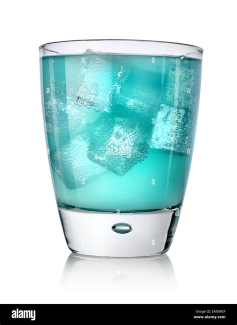 Blue drink with ice cubes Stock Photo - Alamy