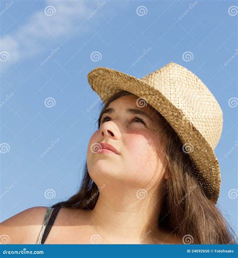 Girl with sun hat stock photo. Image of outside, look - 24092650