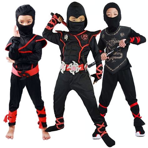 Kids Ninja Costume Uniforms Boy Girl Halloween Party Fancy Costumes ...