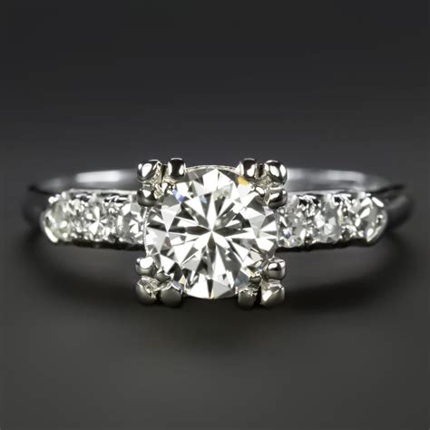 VINTAGE DIAMOND ENGAGEMENT RING 0.85c CERTIFIED D-E SI1 ROUND CUT PLATINUM RETRO