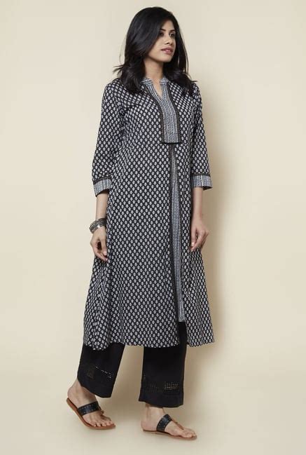 49% OFF on Zudio Black Printed Kurta on TataCliq | PaisaWapas.com