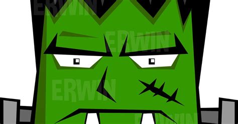 Cartoony Frankenstein Face in Vector Graphic (051016)