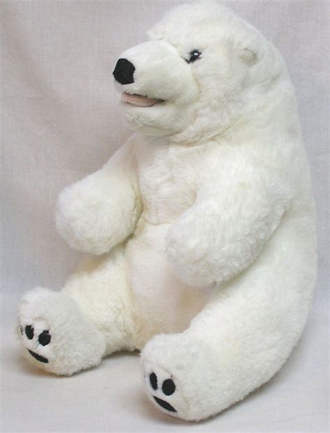 Vintage Stuffed Plush White Polar Bear Toy Labeled Sea World