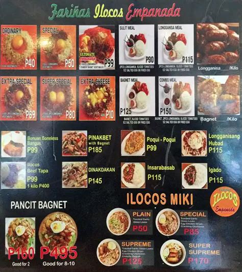 ilocos empanada menu