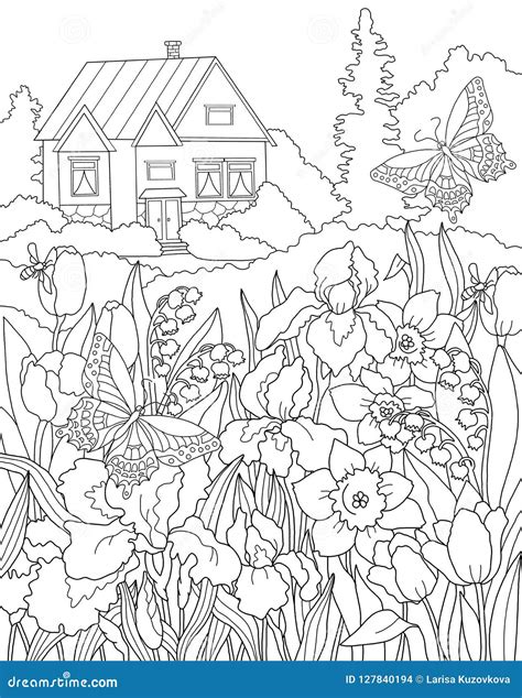 Coloring Page the Secret Garden Stock Illustration - Illustration of doodle, floral: 127840194