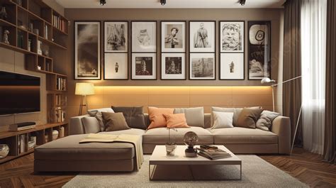 The Contemporary Living Room Is Filled With Pictures Background ...