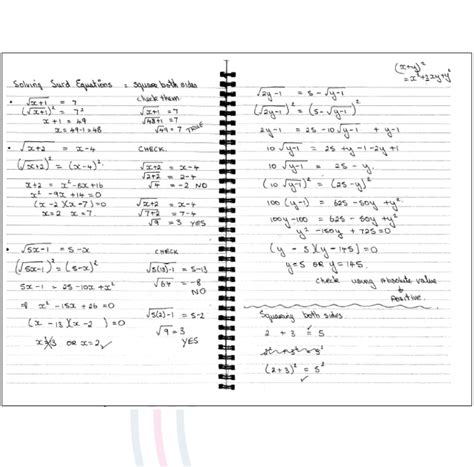 Advanced Algebra 2 Revision eNotes Surd Equations, Linear Equations, Quadratic & Rational ...