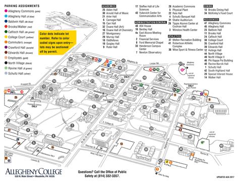 Parking Map « Public Safety | Allegheny College - Meadville, PA