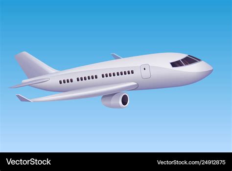 White cartoon airplane flying in sky Royalty Free Vector