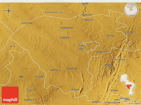 Physical 3D Map of Gweru Rural