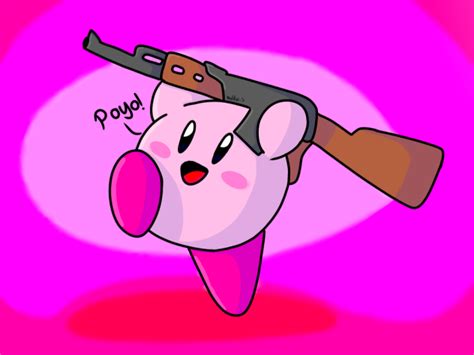 Kirby holding an AK-47 - ibisPaint