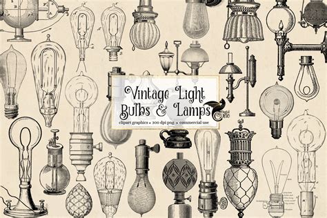 Vintage Light Bulbs and Lamps | Illustrations ~ Creative Market