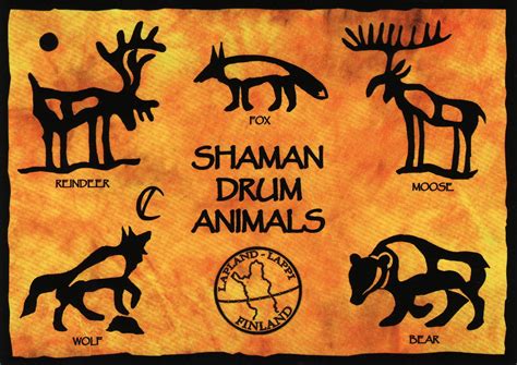 an image of various animal symbols on a yellow background with the words human drum animals